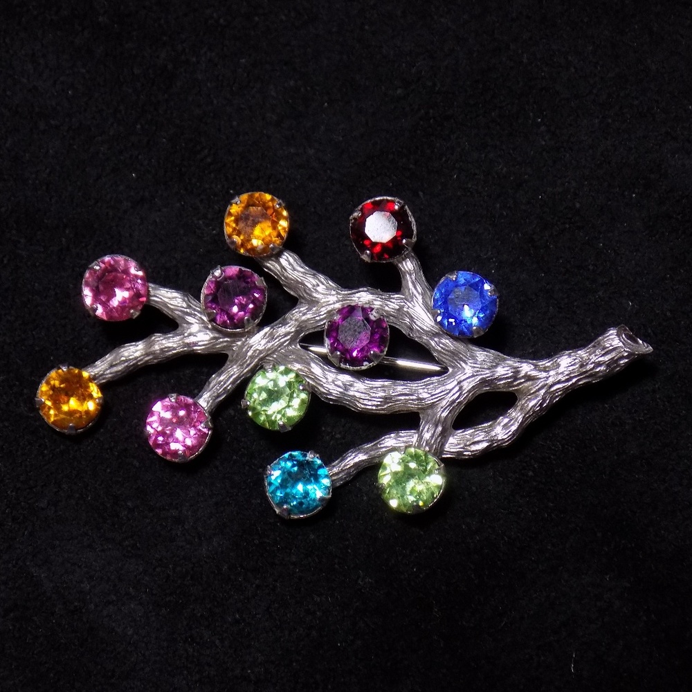 Van Dell Sterling Silver Rhinestone Tree Brooch